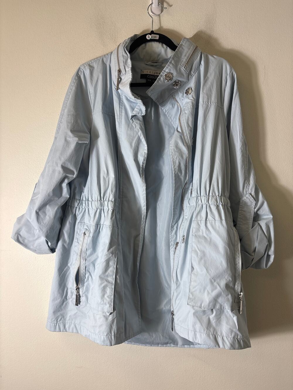 Nikki Jones casual Light Blue Everyday Long Sleeve Zip Up Hooded Jacket sz M